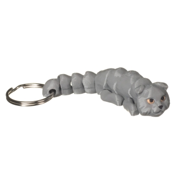 Szary kot szkocki zwisłouchy brelok druk 3D z kółkiem